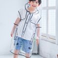 thumbnail image 2 of Sentmoon Raincoat for Girls with Hood Long Sleeve Lightweight Rain Jacket Girls Solid Color Outdoor Waterproof Button Down Ponchos for Outdoor Activities L, 2 of 4