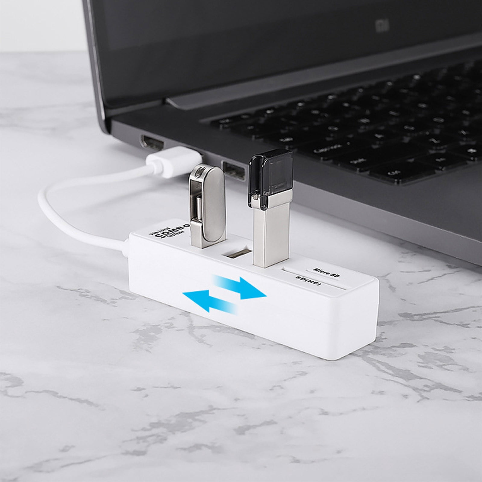 Yannianjz USB Hub Splitter 3 Ports USB 2.0 Expansion With TF SD Card Reader For Laptop Computer Multifunctional Adapter Data Transfer Portable OTG For MacBook PC Flash Drive