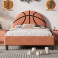 thumbnail image 2 of Noble House Lit Plateforme Simple Rembourré au Design de Basketball Style Sport pour Garçons et Filles, Ados, Orange, 2 of 8