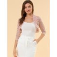 thumbnail image 2 of INSPIRE CHIC Women's Elegant Ruffle Collar Front 3/4 Sleeve Lace Shrug Top, 2 of 6