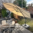 thumbnail image 2 of PURPLE LEAF Parasol Déporté Rond de 11 Pi pour Terrasse Extérieure, Grand Parasol Suspendu, Parasol en Aluminium avec Rotation à 360°, Parasol de Jardin et de Piscine Ajustable, Beige, 2 of 8