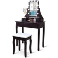 thumbnail image 4 of Patiojoy Ensemble Coiffeuse Table Commode avec Lumière DEL et Tabouret Rembourré Noir, 4 of 9