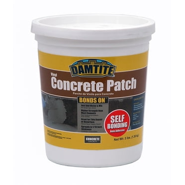 DAMTITE BondsOn Vinyl Concrete Patch, Higher Strength Than Most Cements, Spreads to 1/16" Thickness, Just Add Water & Mix (3lb)