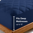 thumbnail image 2 of Bare Home Protège-Matelas Matelassé - Surmatelas Rafraîchissant - Housse Ajustée à Poche Profonde - Lit Simple, Bleu Foncé, 2 of 7