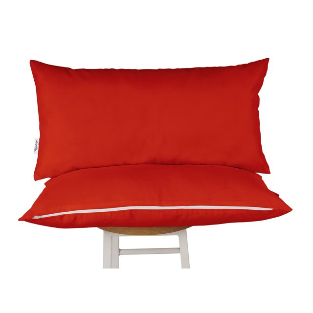 Vargottam Indoor/Outdoor Polyester Fabric Lumbar Pillow With Insert, All-Weather Waterproof Decorative Throw Pillow for Patio Furniture-Set of 2 - Red