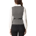thumbnail image 3 of INSPIRE CHIC Women's Business Formal Button Front Closure V Neck Vest with Belt Pockets Grey M, 3 of 5