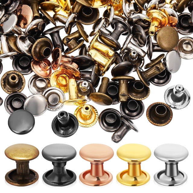 Miangastore 100 Pcs Rivets Rivets et Boutons-Pression en Cuir Rivets Métalliques pour Vêtements d'Artisanat en Cuir