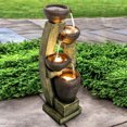 thumbnail image 3 of 40-Inch Modern Outdoor Garden Fountain with LED Lights for Garden Patio Decor, 3 of 13