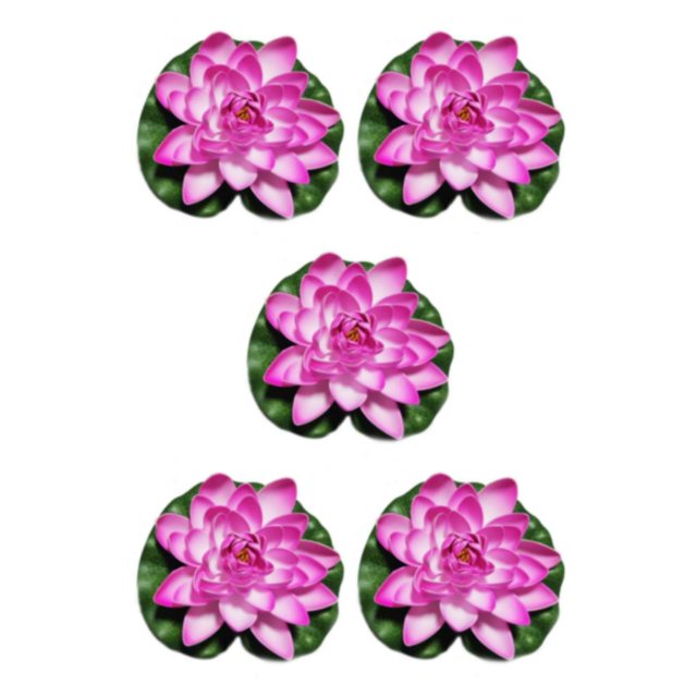 QualitChoice Artificial Lotus Replacement Simulation Outdoor Garden Park Pond Pool Photography Fake Water Flower Decor Dark Pink 5PCS
