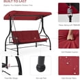 thumbnail image 4 of YODOLLA 3 Person Canopy Steel Porch Swing, Converting Swing Glider Hammock-Red, 4 of 7