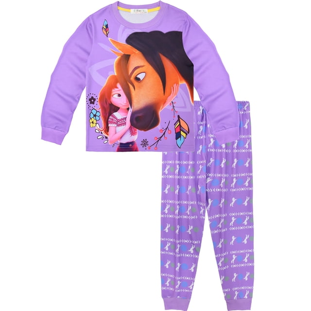 eKids Girls Spirit Riding Free Pajamas Kids pajamas Long Short Sleeve Pajama Set Sizes 3-8