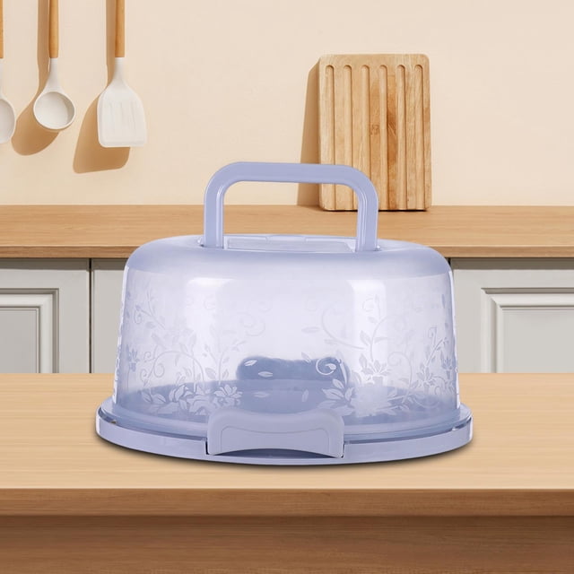 Cake Container with Lid Cover Handle Accs Cake Storage Container for Dessert Blue