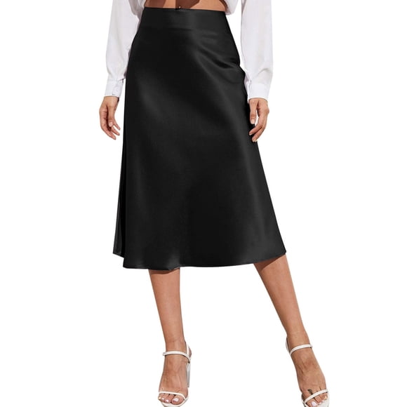 Ketyyh-chn99 Skirt for Women Leather Skirt Ankle Length Skirt Casual Skirt High Waisted Maxi Skirt Long Skirt Black,S