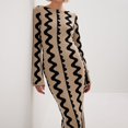thumbnail image 2 of Robe Longue Moulante pour Femme, Robe en Tricot à Rayures Ondulées, Robe de Soirée pour Fête (Kaki m), 2 of 6