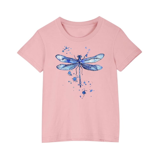 Économies d'Été! SROBPTY T-Shirts à Manches Courtes pour Tout-Petits, T-Shirt Imprimé pour Garçons Tout-Petits Mode Col Rond Imprimé Manches Courtes Rose, 7 Ans