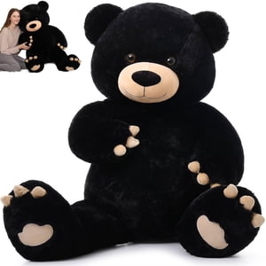 MorisMos Giant Teddy Bear Stuffed Animal 5Ft, 59'' Big Black Teddy Bear for Baby Shower Party Decoration, Large Black Stuffed Animal Gift for Kid Gir