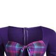 thumbnail image 3 of Women‘s Spring Autumn Patchwork Dress Long Sleeve Square Neck Plaid Zipper A-Line Dress, 3 of 5
