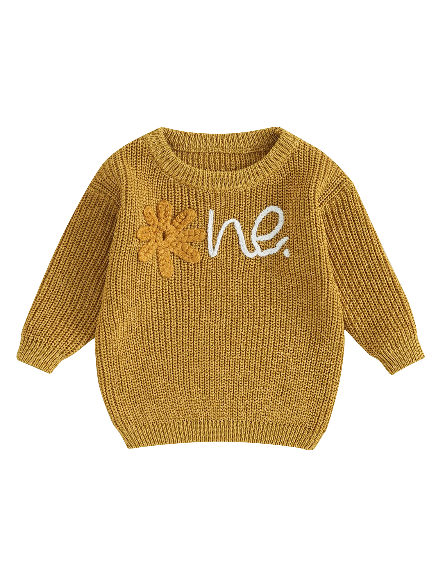 Faithtur Chandail d'Automne pour Bébé Fille, Motif Lettre Fleurie Manches Longues Col Rond Pull Tricoté