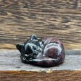 thumbnail image 2 of Natural Quartz Crystal Sleeping Cat Decoration Crystal Cat Sleeping Statue 2 Inch Opal Cat Crystal Statue Statue For Home Meditation, 2 of 9
