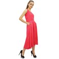 thumbnail image 3 of Bimba Robe en Rayonne de Designer pour Femme avec Poches, Maxi Unie Couleur Pêche avec Foulard - 20, 3 of 6