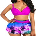 thumbnail image 3 of MesaSe Women 2Pcs Swimsuit Set  Solid Color Wrap Bikini Tops + Ruffle Skirt Bottom Set Beach Swimwear, 3 of 5
