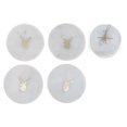 thumbnail image 1 of 4Pc White Marble Round Coaster W/ Deer Head Brass Inlay (4X4"), 1 of 4