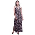 thumbnail image 1 of Bimba Floral Ladies Crew Neck Waist String Print Maxi Dress with Side Slits Summer Wear-XX-Large, 1 of 6