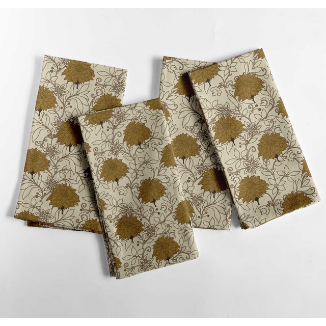 Vargottam Designer Cotton Canvas Napkins - Set of 12, 20-Inch, Vibrant Green Hue Floral Essence Print, Durable & Absorbent Cloth Napkins for Dining, Parties, and Home Decor - Machine Washable