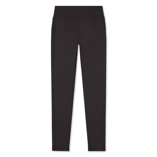 Athletic Works Legging Actif pour Filles en Noir avec une Grand Taille Élastiquée, Fabriqué en Tricot interlock Doux et Extensible Doté d'Une Technologie Qui Évacue Plus l'Humidité, Conçu pour les Vêtements Actifs des Filles et Convient aux Cours de gym Ou aux Jeux Extérieurs.