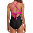 thumbnail image 3 of Innerwin Maillot de Bain Dégradé pour Femmes, une Pièce, Manches Longues, Dos Nu, Noir + Rose Rouge TG, 3 of 4