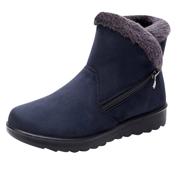 Kyusrd Bottes d'Hiver pour Femmes Bottines Femmes Mode Chaussures d'Hiver Chaudes Bout Rond Talon Moyen Bottes à Tige Moyenne