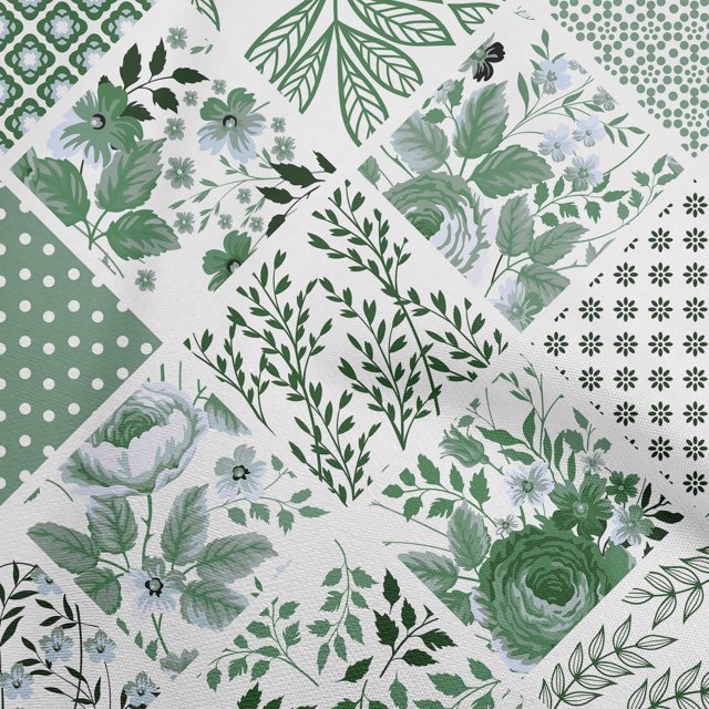 oneOone Silk Tabby Dark Green Fabric Florals Craft Projects Decor Fabric Printed By The Yard 42 Inch Wide