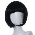 thumbnail image 2 of Riforla Perruque Cheveux Courts Raides Roll Bang Petite Mascarade BK Perruques pour Femmes Noir, 2 of 2