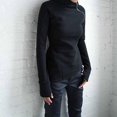 thumbnail image 4 of pxiakgy blouses pour Femmes blouse Décontractée Unie à Manches Longues Chandail Col Roulé Chandail à Fermeture Éclair Noir + us:18, 4 of 9