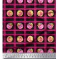 thumbnail image 1 of Soimoi Black Silk Fabric Geometric & Flamingo Bird Print Fabric by Yard 44 Inch Wide, 1 of 3