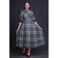 thumbnail image 2 of Bimba Robe Chemise à Carreaux Boutonnée Imprimée Col Mandarin Manches Retroussables - X-Grand, 2 of 5