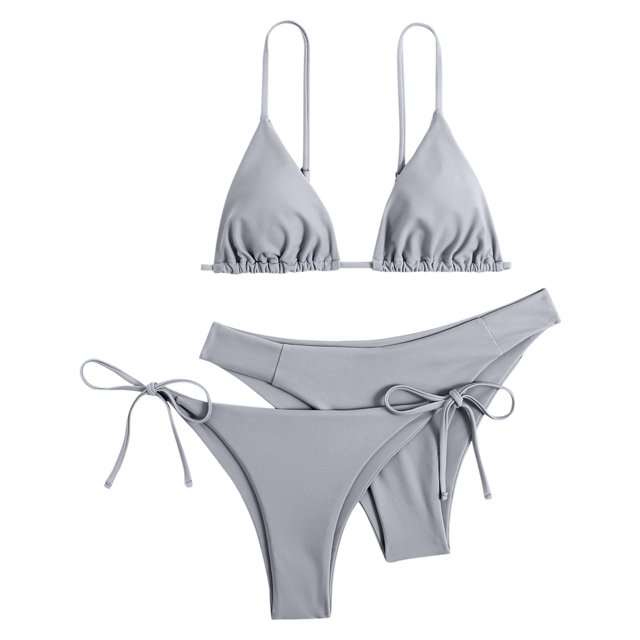 DGMIOCS Ensemble de Bikini Sportif pour Femme Modeste Deux Pièces Gris P