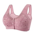 thumbnail image 4 of Lenpel Women's Plus Size Front Closure Bras 3 Pc No Underwire Printed Full Coverage Bralettes Comfortable Everyday Bras(Red,4X-Large), 4 of 6
