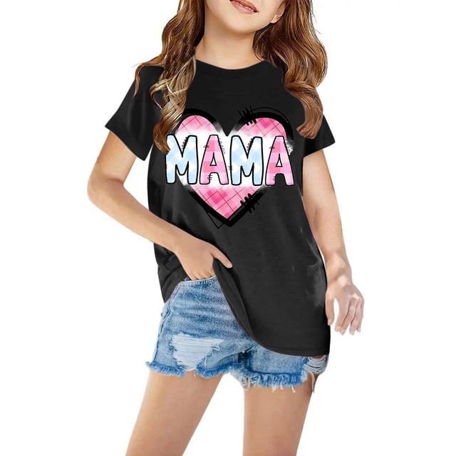 Mefallenssiah T-Shirts pour Enfants Manches Courtes T-Shirt Graphique Col Rond Crop top pour Filles et Garçons de 3 à 14 Ans