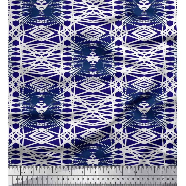 Soimoi Cotton Cambric Fabric Check & Geometric Print Fabric by Yard 42 Inch Wide