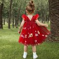 thumbnail image 4 of Yanlir Robe de Fête Sans Manches en Tulle à Volants et Dentelle pour Filles, Été, Broderie, Nœud, Robes, Col Rond, Tenue Mode pour Événements Spéciaux (Rouge, 4 Ans), 4 of 9
