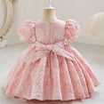 thumbnail image 3 of Robes pour Filles Robes de Demoiselle d'Honneur pour Bébés Filles Robes de Fête Robe de Concours à Manches Bouffantes avec Nœud Papillon, 3 of 4