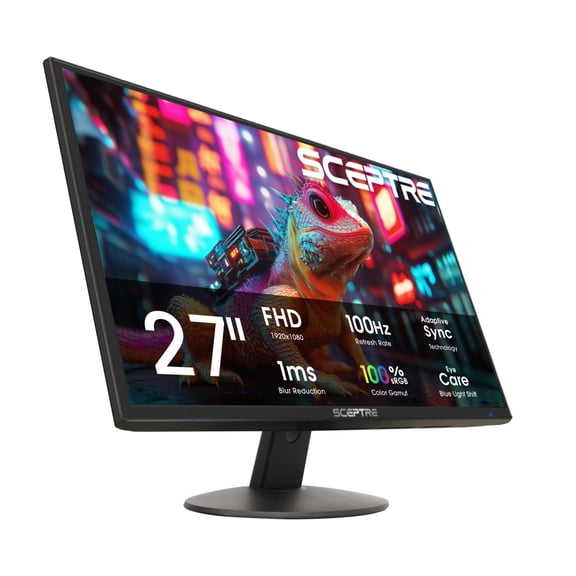 Sceptre Nouveau Moniteur Prime 27 Pouces 100Hz HDMI x2 VGA 1ms 99 % sRGB Protection des Yeux Haut-Parleurs Intégrés, Machine Noir 2026 (Série E275W-19203R)
