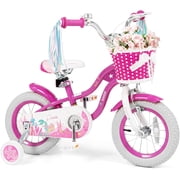 OLAKIDS Kids Bike, 12 14 16 18 20 Inch Mermaid Theme Toddler Children Bicycle for Girls with Training Wheels Basket Streamers Adjustable Handlebar Seat Coaster Brake
