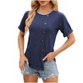 thumbnail image 3 of AherBiu T-Shirts à Manches Courtes pour Femmes Été Décontracté Ample Col Rond Haut Confortable T-Shirts Chemises Blouse de Tous les Jours, 3 of 6