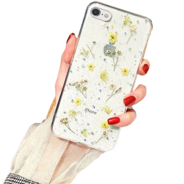 iPhone 7 Case Dry Flower Liquide Giliter Soft Slim Shockproof Cover Apple iPhone 7 Case Cover - Yellow