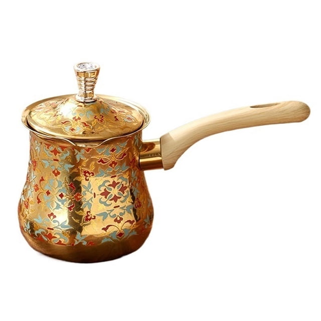 720ml Turkish Coffee Pot Stovetop Coffee Maker with Long Wooden Handle Stainless Steel