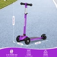 thumbnail image 4 of Trottinette 2-en-1 pour Enfants de 3 à 12 Ans, Trottinette à 3 Roues à Inclinaison pour Diriger avec Roues à DEL Lumineuses, Guidon Ajustable, Pliable et Détachable pour Garçons et Filles, Violet, 4 of 7