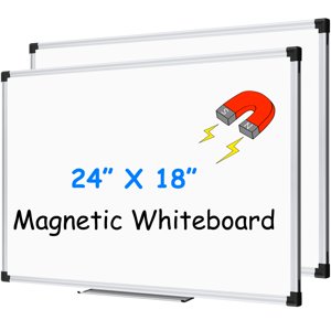XBoard Tableau blanc à sec magnétique 24 x 18 Inch, petit panneau blanc suspendu pour le mur avec bac de marqueur en aluminium argent Conseil de présentation pour la maison bureau Classro