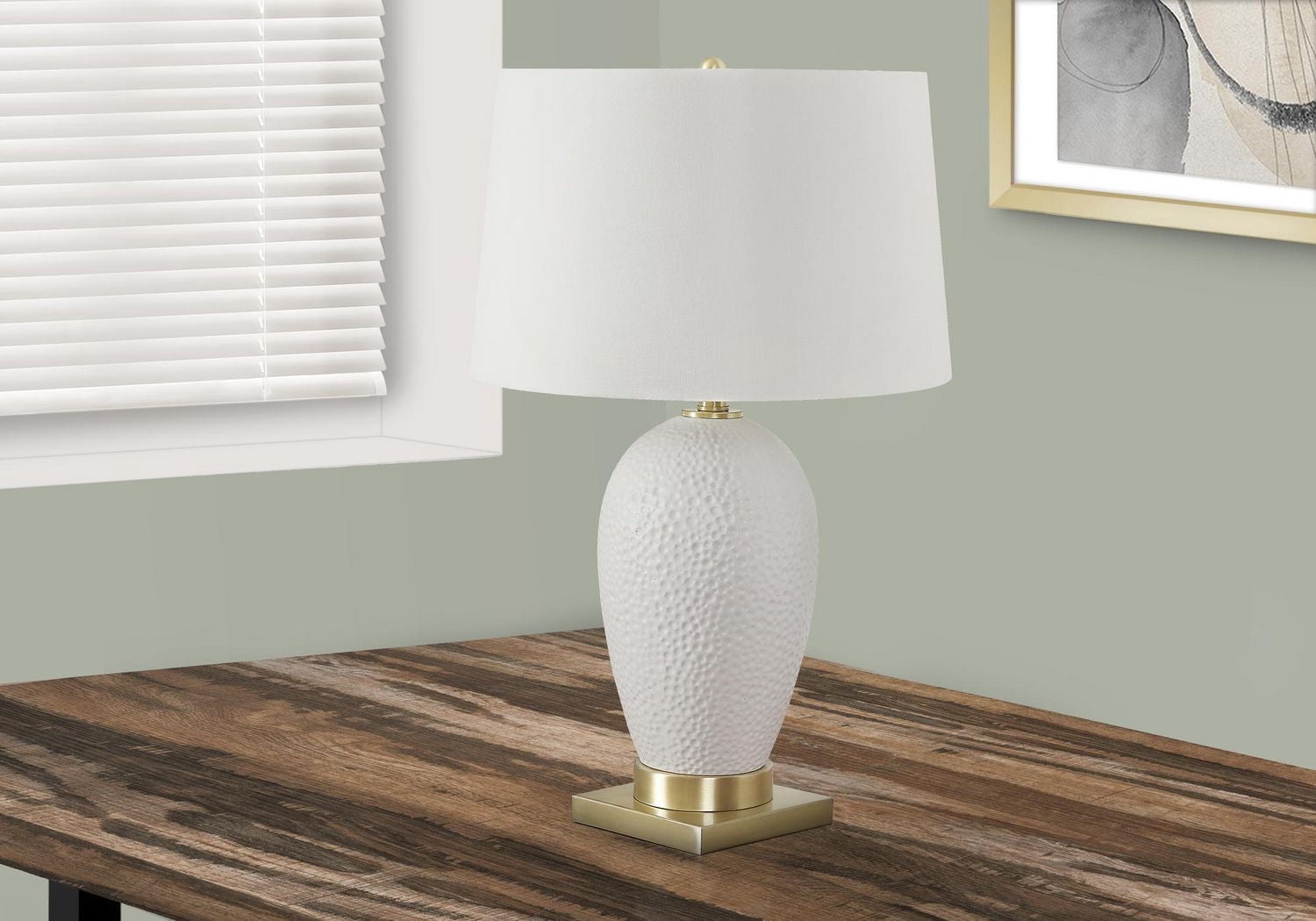 Monarch Specialties Lighting, 26"h, Table Lamp, White Ceramic, Ivory / Cream Shade, Transitional